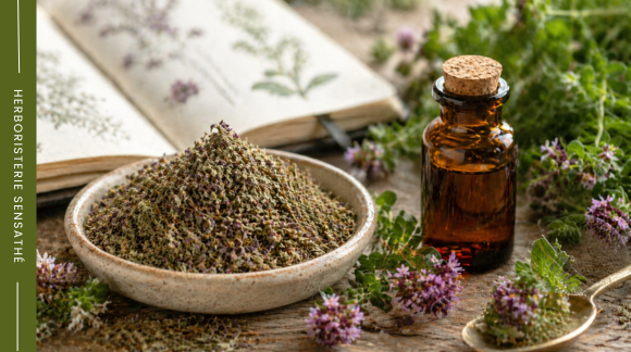 Sommités fleuries d’origan riches en carvacrol et thymol pour soutenir les voies respiratoires - Herboristerie Sensathé Sommités fleuries d’origan riches en carvacrol et thymol pour soutenir les voies respiratoires - Herboristerie Sensathé